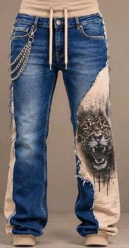 Damen Hose Sweat mit Jeans Leo Länge 113 – bis Gr. 44 – Damen Strass Jeans